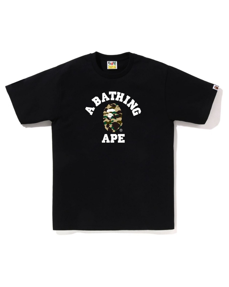 T Shirts Bape 1st College Noir Homme | SQV-97722926